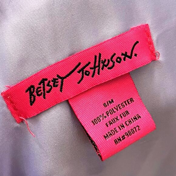 Betsey Johnson Sherpa Faux Fur Vest Size S/M Purple Mid Length Casual Coquette - Picture 7 of 8